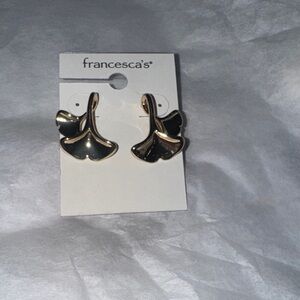 Francesca's Collections Black and Gold Fan Earrings